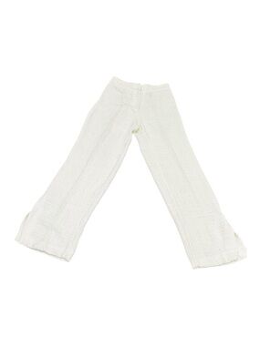 Zara Cream Tweed Wide Leg Side Slit Pants Size Small